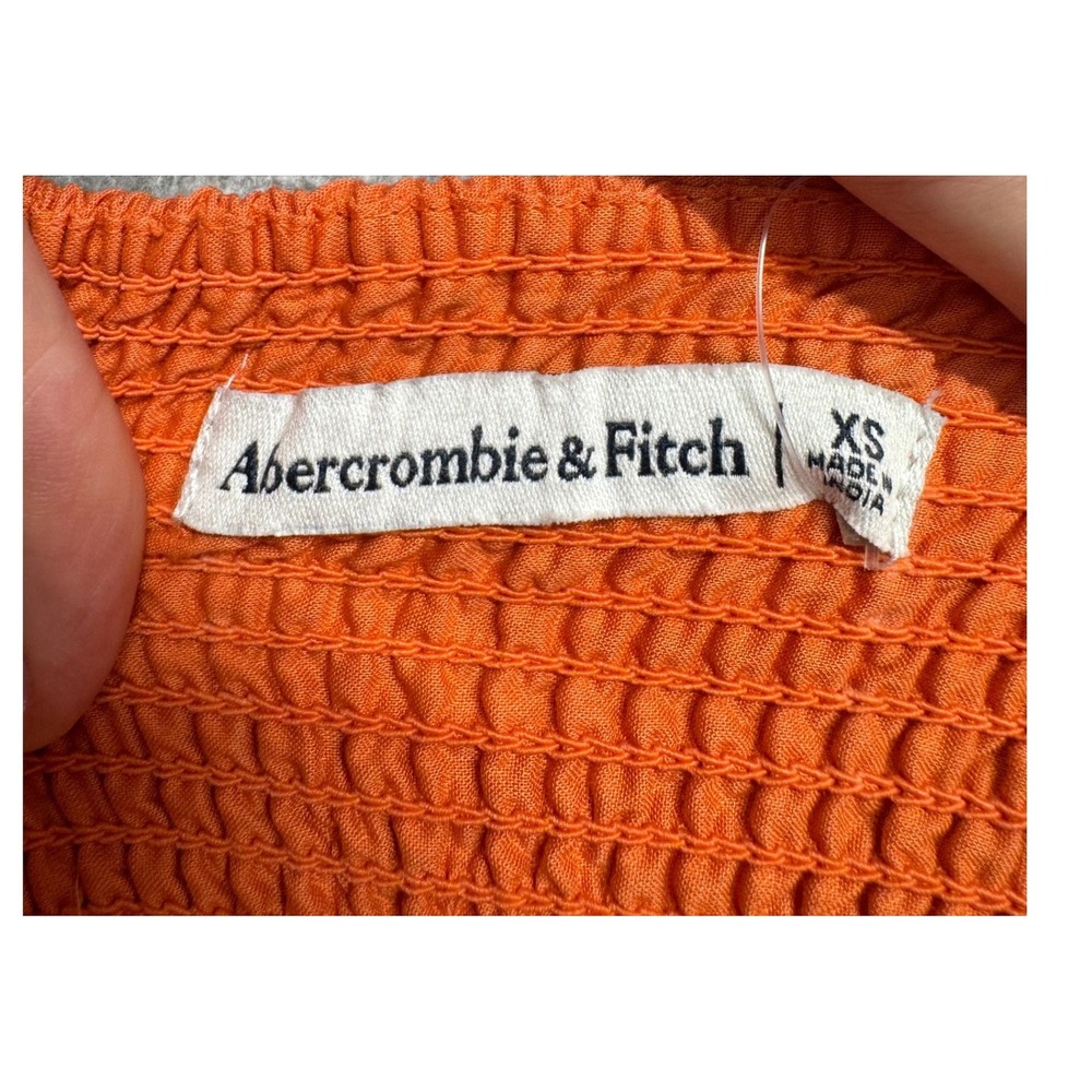 Abercrombie & Fitch Sydney Maxi Dress Womens XS Orange Smocked Bodice Boho Flowy - Picture 5 of 10